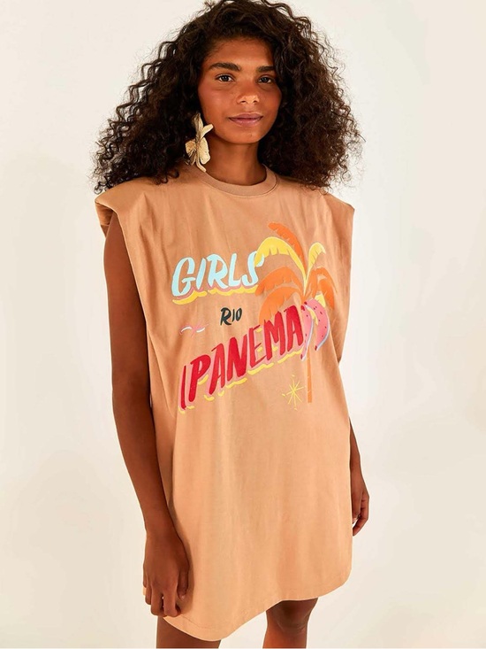 FARM Rio Dresses & Skirts - Farm Rio Ipanema Girls Peach Graphic Print Shirt Dress